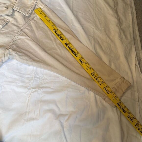 Abercrombie and Fitch utility trucker jacket womens size XL cream color distress - Picture 8 of 8